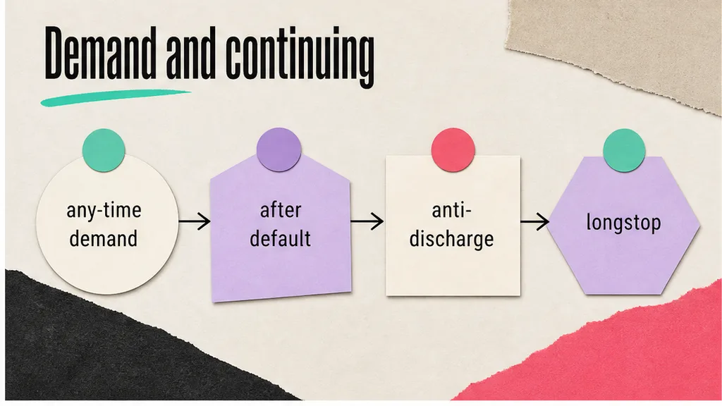 Demand timing and continuing-liability lines marked on a parent company guarantee deed