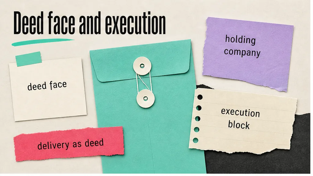 Deed face and holding-company execution block marked on a guarantee