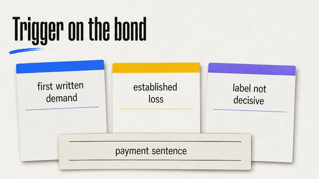 On-demand versus conditional trigger marked on the bond payment sentence
