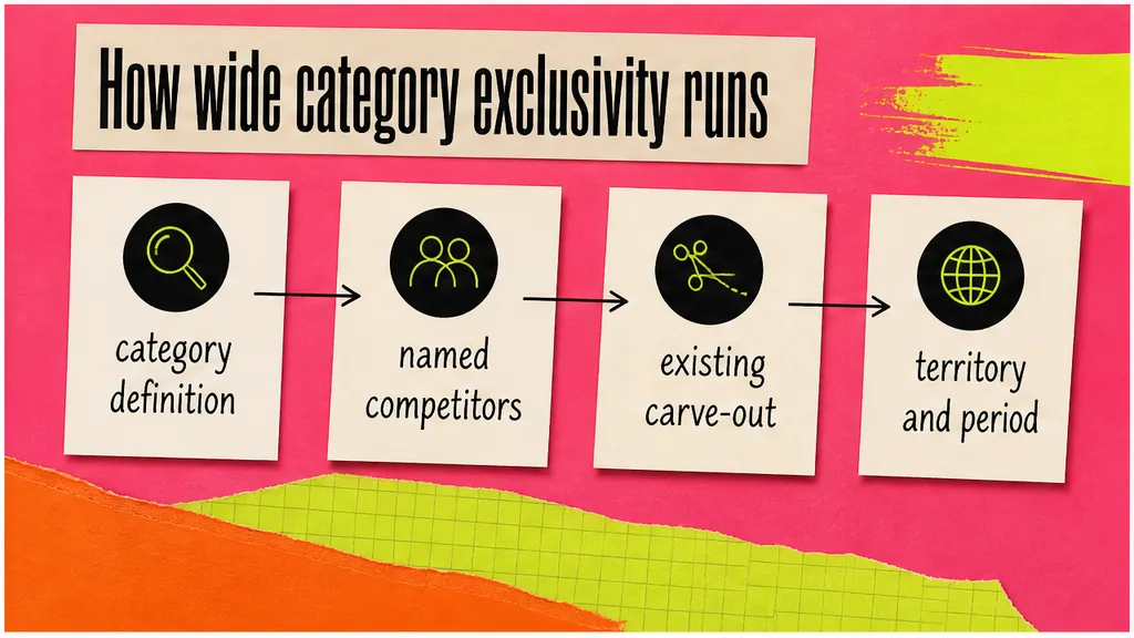 Wide official category line on a sponsorship draft with no competitor list and no carve-out