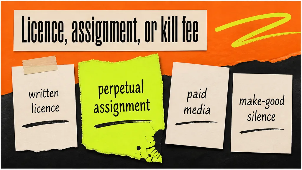 Payment trigger on a sponsorship draft beside a cancellation line with no kill fee