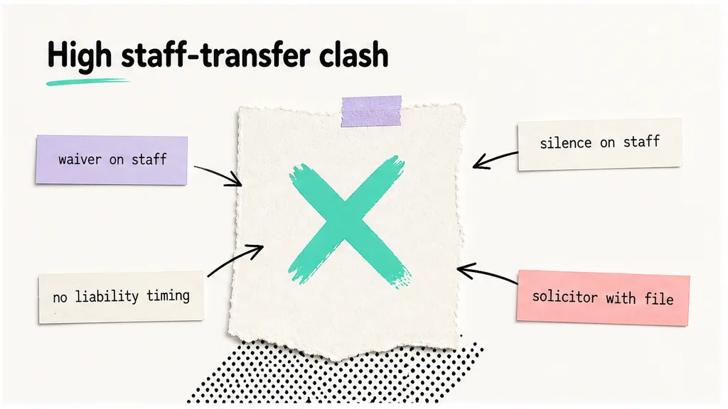 Exit plan and termination assistance lines beside a staff-transfer cross-reference