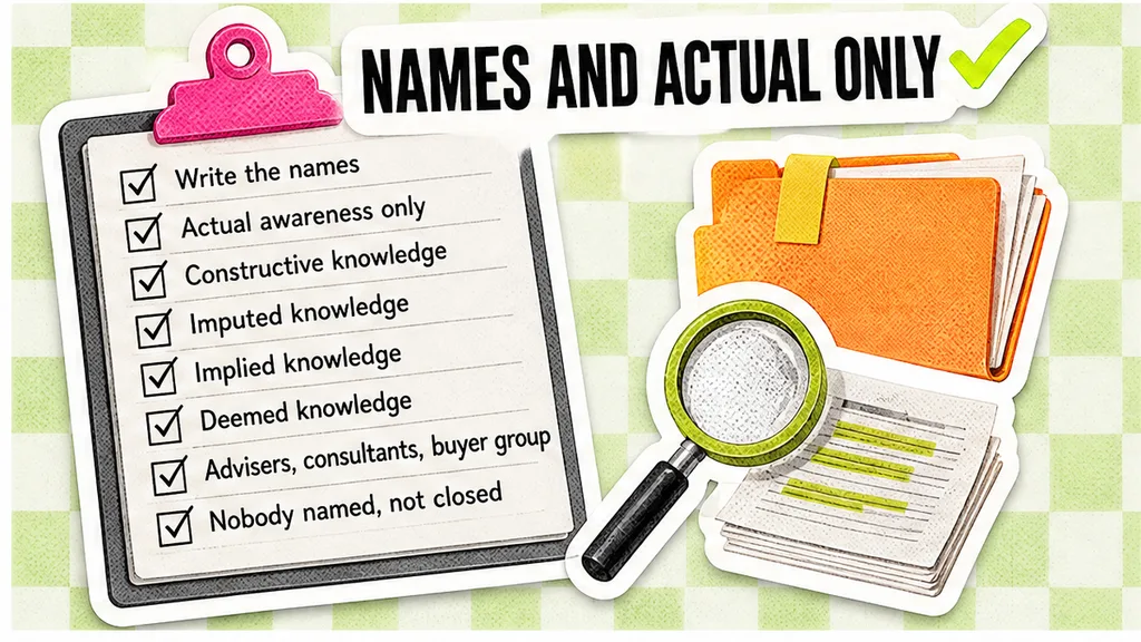 Checklist of who counts for awareness: written names, actual awareness only, and wider knowledge tests kept off unless the page accepts them.